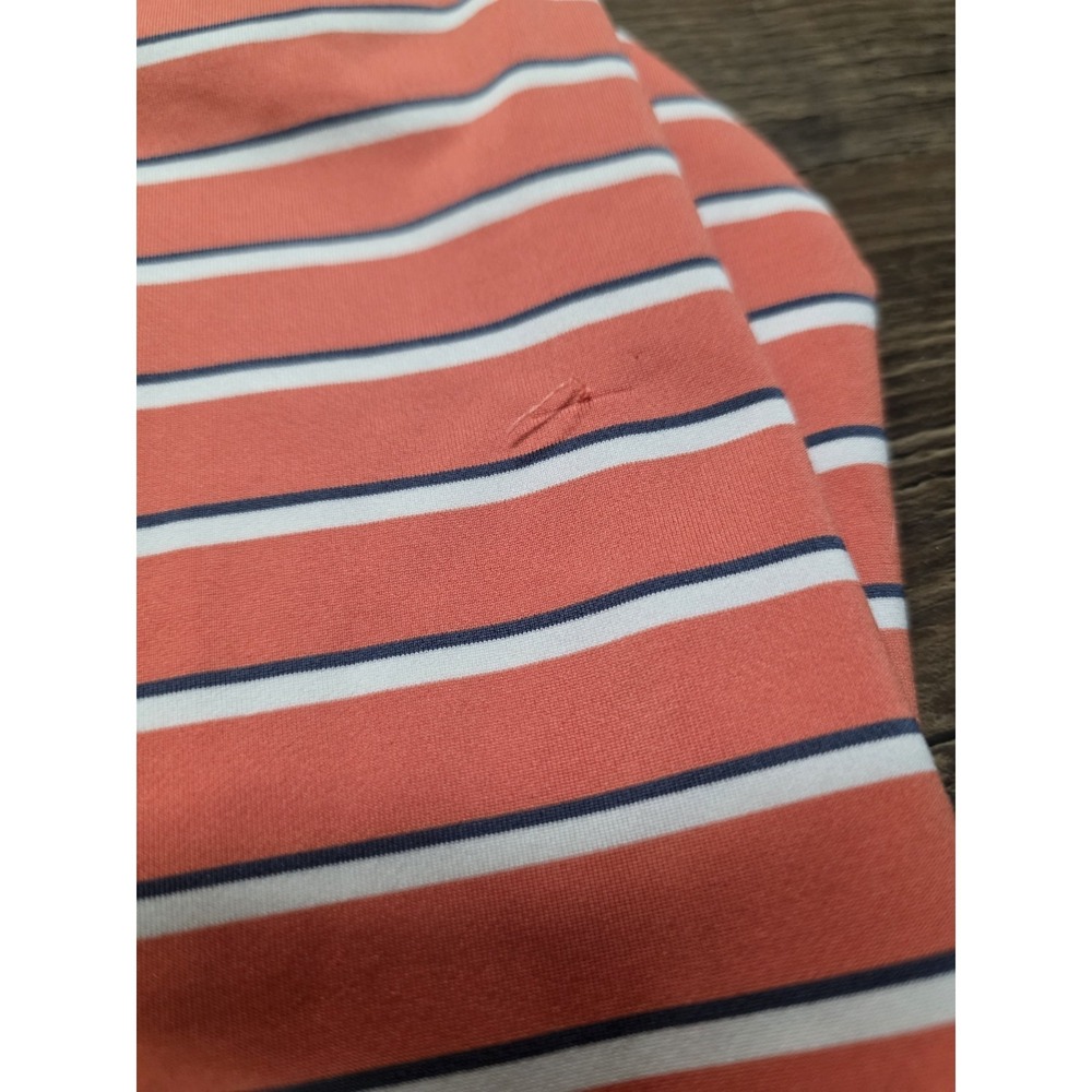 Vineyard Vines Performance Polo Shirt L Coral Striped Stretch Whale Preppy Golf - Picture 3 of 7